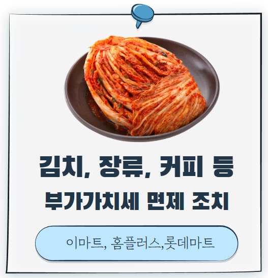 이마트, 홈플러스, 롯데마트 김치, 장류, 커피등 가격 인하. 물가 안정을 잡기 위한 부가가치세 면제 조치. 캐나다산 삼겹살은 국내산보다 반값. 수입돼지고기 0%할당관세 이마트, 홈플러스, 롯데마트 김치, 장류, 커피등 가격 인하. 물가 안정을 잡기 위한 부가가치세 면제 조치. 캐나다산 삼겹살은 국내산보다 반값. 수입돼지고기 0%할당관세