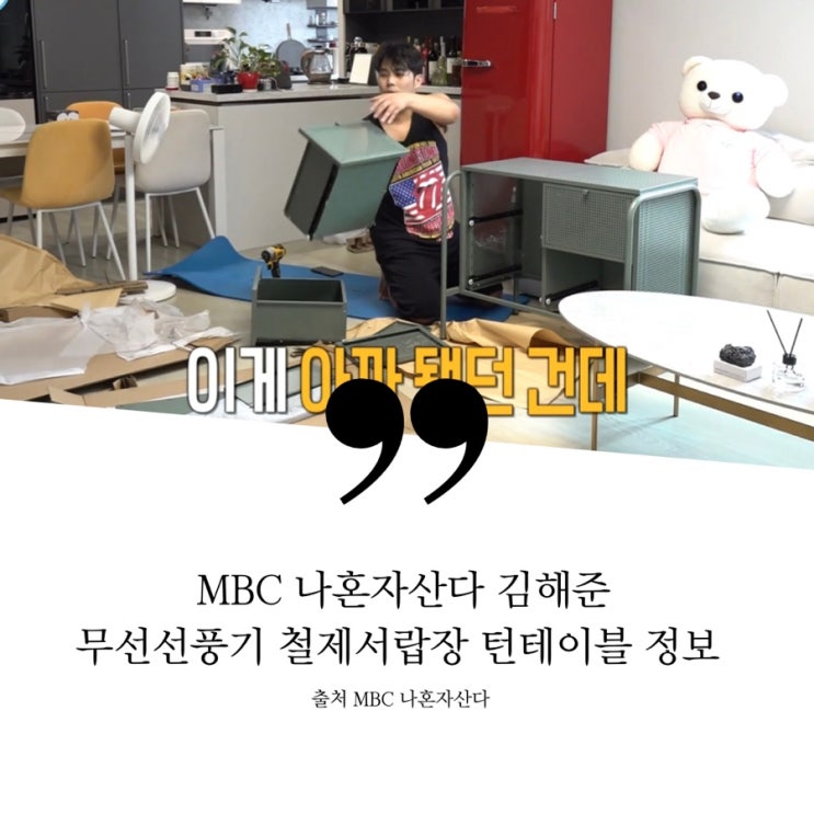  MBC 나혼자산다 나혼산 김해준 최준 반려선풍기 무선선풍기 조립 철제서랍장 LP턴테이블 제품 정보