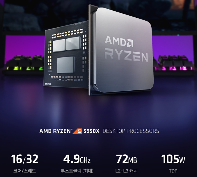  AMD 5950x 라이젠 CPU 끝판왕 내돈내산 솔직 후기 (4세대 버미어, Ryzen, 5000 series, 5900x, processor)