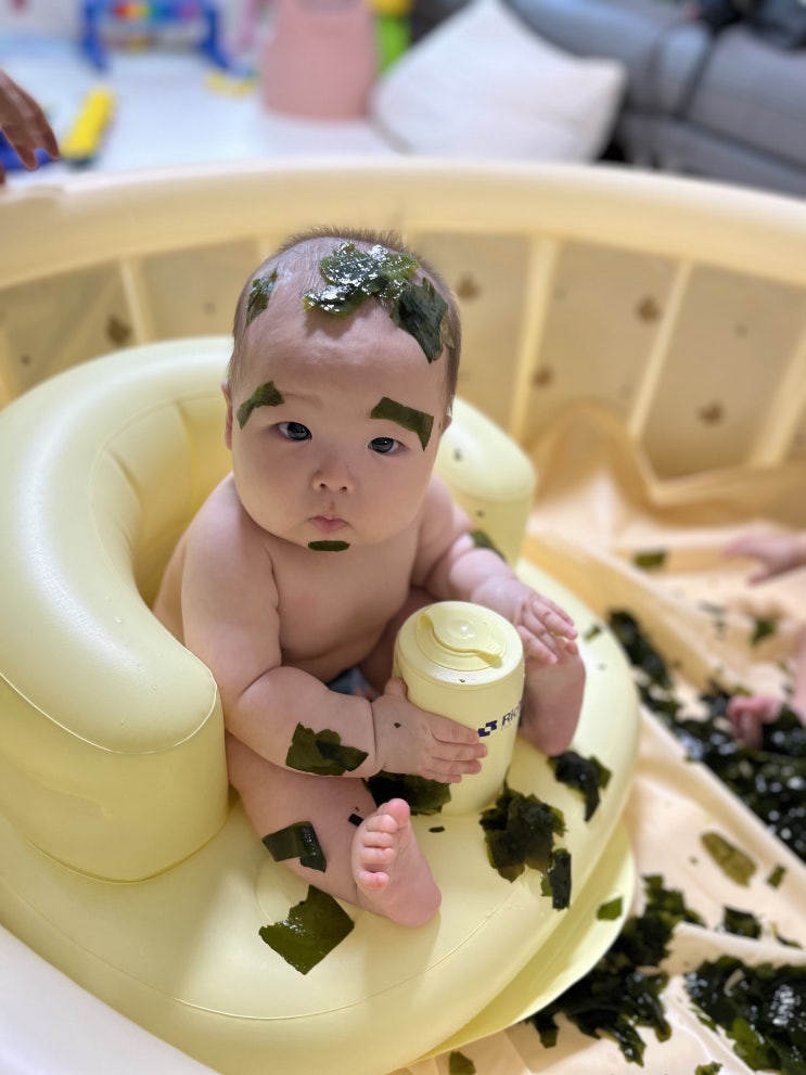  [육아일기] 6월 마지막 주 | 5개월 아기 촉감놀이 | 즐거운 목욕시간 | 이유식 준비 블루래빗 부엉이 잠연관 용품으로 최고 | 태열과의 전쟁 | 쏘서 완벽 적응 | 자연 단유 준비