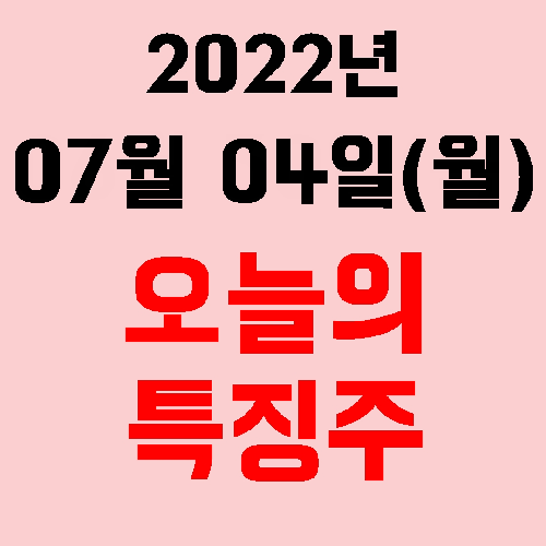  오늘의 시장 특징주 2022년 07월 04일(월)