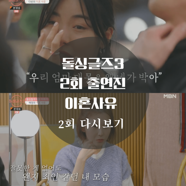 돌싱글즈3 전다빈, 조예영, 한정민, 이소라 이혼사유, 고금리 대출, 최동환 변혜진 외도