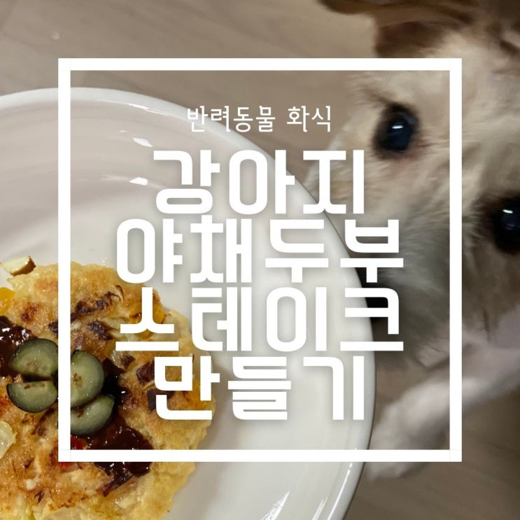  강아지 화식 만들기 양배추를 넣은 두부 스테이크!