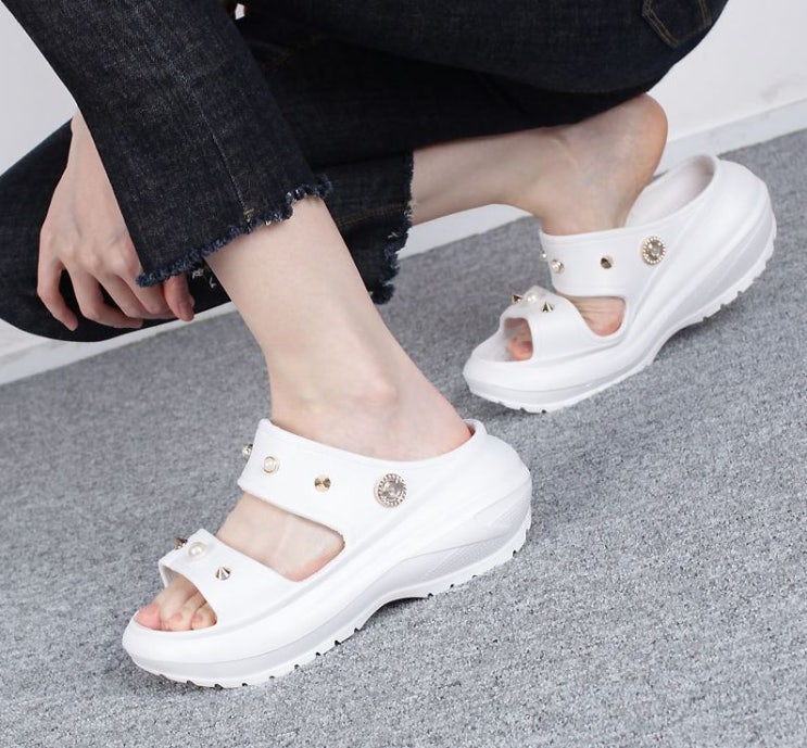  펄콤비 스터드 투밴딩 4cm 슬리퍼