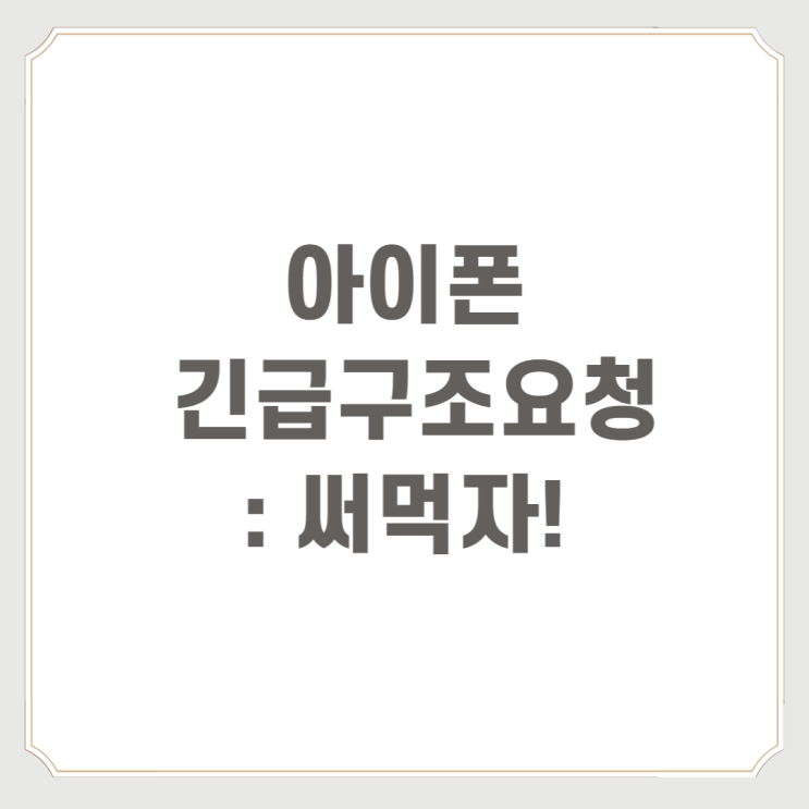  아이폰 긴급구조요청 : 필요할 때 써먹자!
