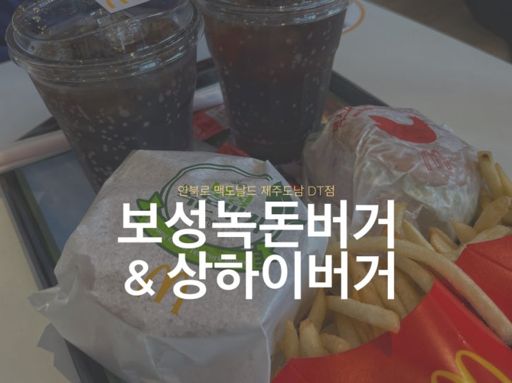  <보성녹돈버거 & 맥스파이시 상하이버거> 연북로 맥도날드 제주도남 DT점 맥런치 가격 등
