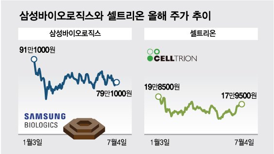 바이오 대장 삼성바이오로직스·셀트리온 하반기 반격 앞장선다 바이오 대장 삼성바이오로직스·셀트리온 하반기 반격 앞장선다