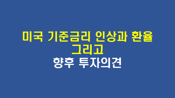  미국 기준금리 인상과 환율, 향후 투자의견