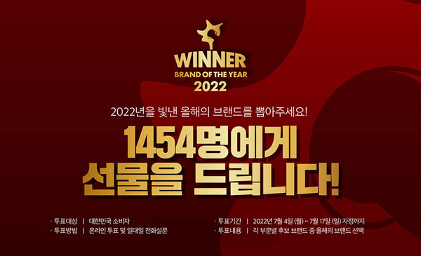 2022 올해의 브랜드 투표이벤트(치킨,편상등 1,454명)추첨 2022 올해의 브랜드 투표이벤트(치킨,편상등 1,454명)추첨