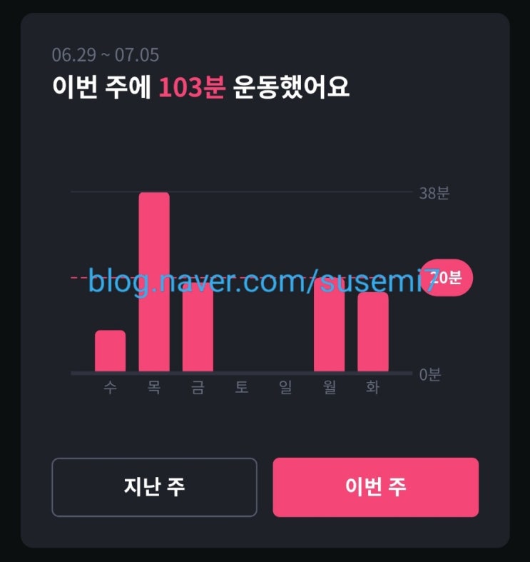  2022년 6월 29일~7월 5일 운동 기록