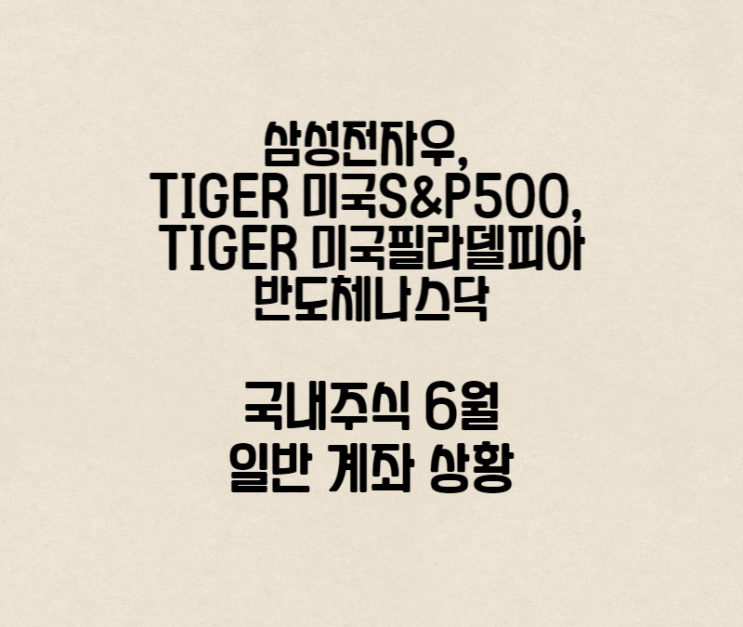  삼성전자우, TIGER 미국S&P500, TIGER 미국필라델피아반도체나스닥 6월 계좌 상황