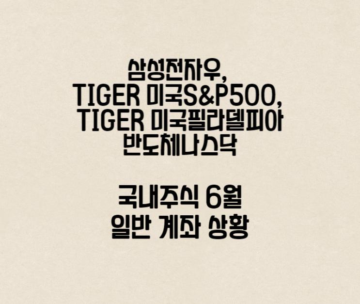 삼성전자우, TIGER 미국S&P500, TIGER 미국필라델피아반도체나스닥 6월 계좌 상황