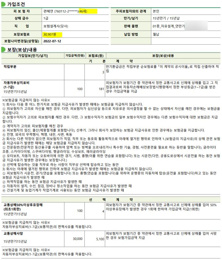  운전자보험 비교 추천 (22.07월)