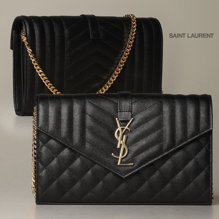  생로랑 22SS MONOGRAM 체인 월렛 마테라쎄 숄더백 BK