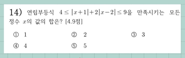  (고1-1학기기말)절댓값 부등식3. 미추홀외고2022기출