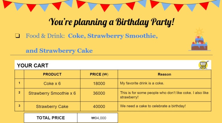 초등학생 영어 스피킹 Acticity 수업 - Let's plan a party! 초등학생 영어 스피킹 Acticity 수업 - Let's plan a party!