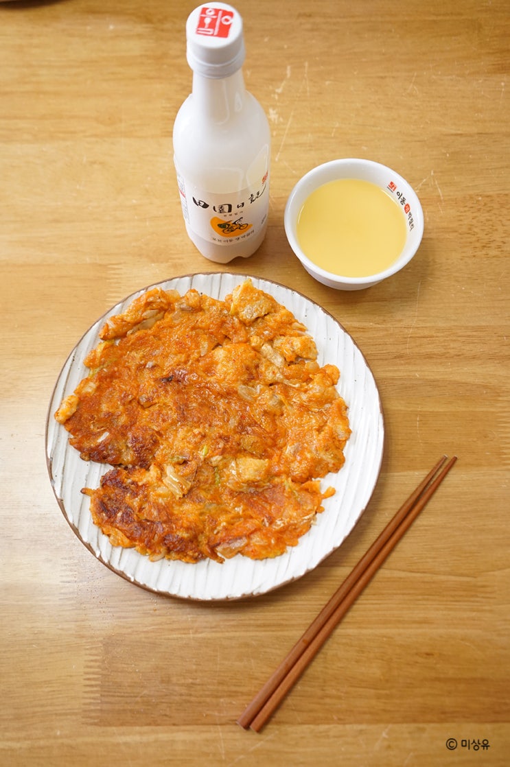  삼겹살 김치전 혼술 막걸리안주 만들기, 이동주조 1957 전원일기 막걸리 추천!