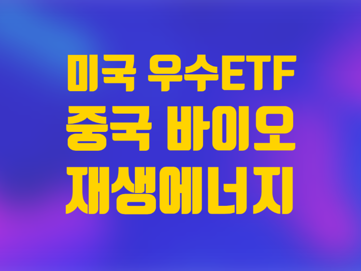  미국 ETF 상위 30위 중국 바이오 테크 재생 에너지