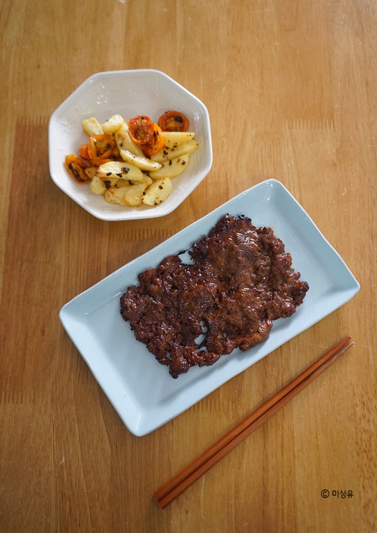  올스텐 에어프라이어 요리 동시에 언양불고기 & 웨지감자 만들기