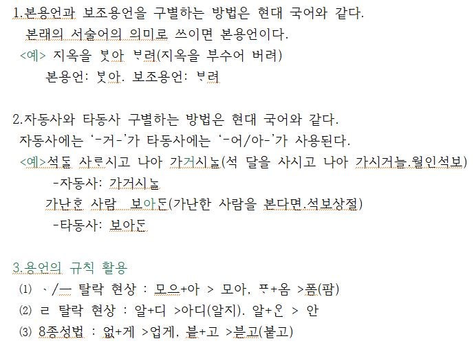 중세 국어:용언의 활용-이론 및 예상 문제 : 네이버 블로그