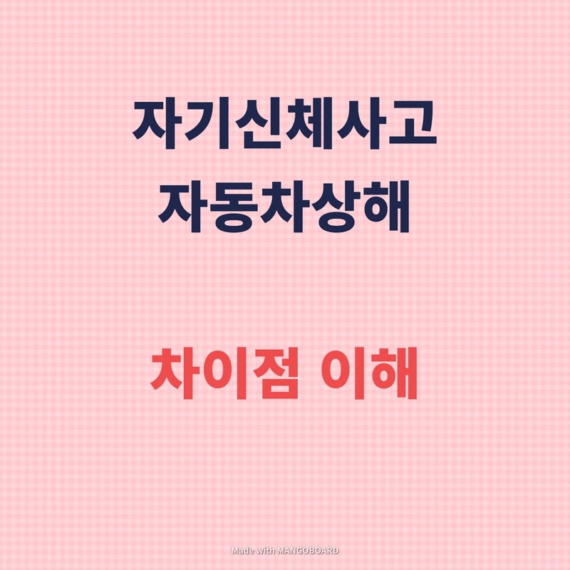 자동차보험 자기신체사고(자손)와 자동차상해(자상) 보상 차이점 알아보기