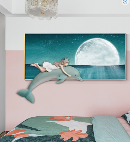  아이방 돌고래 감성 그림 입체 액자