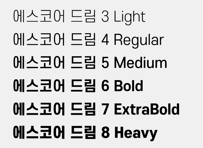  파워포인트 PPT 상업용 무료 폰트 추천 에스코어 드림 다운