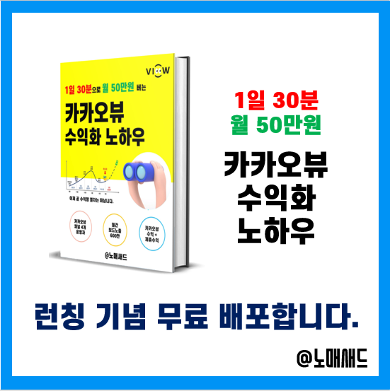 1일 30분, 월 50만원 만든 카카오뷰 수익화 노하우 무료 배포(50명)