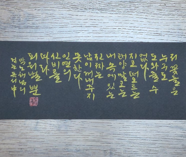  [캘리그라피(붓펜)/걷는독서/박노해/좋은글귀/공감글귀/감성글귀] 저 꽃들은 누구도 도와줄 수 없다 ...