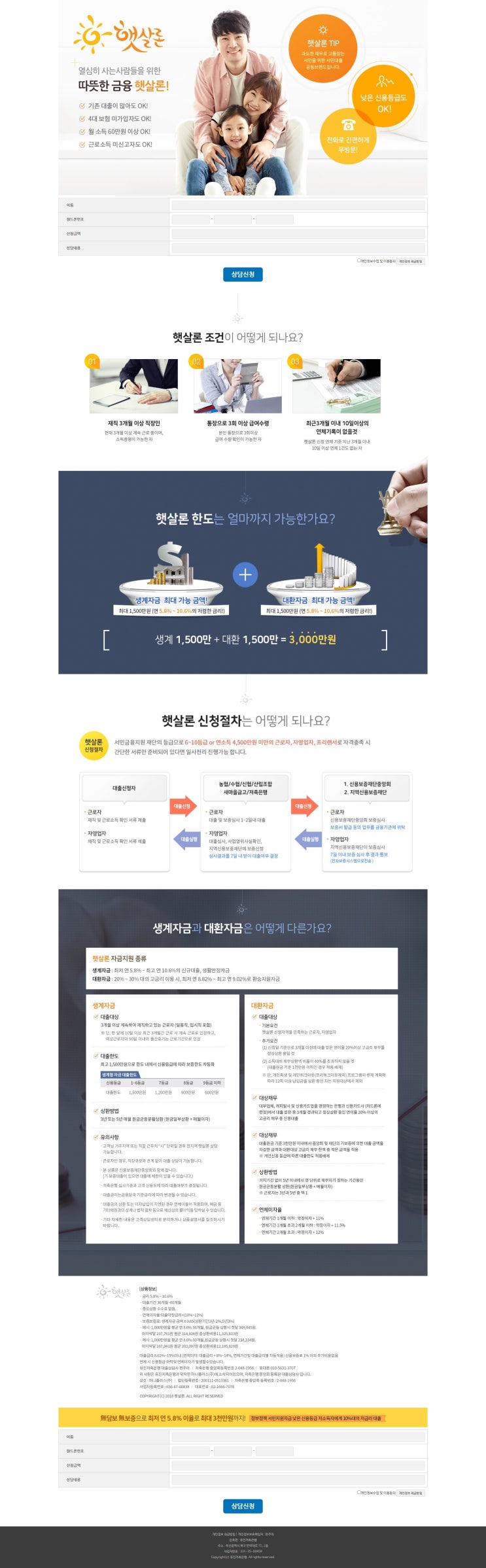 無담보 無보증으로 최저 연5.8% 이율 최대 3천만원 정부정책 서민지원자금