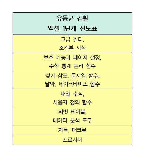  유동균 컴활 1급 실기 엑셀 (Excel) 1단계 내용 정리 (고급 필터, 함수, 배열 수식, 매크로, 프로시저 등), 문제 배점