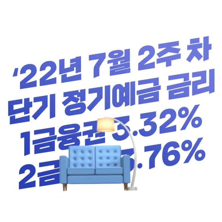  7월 2주 조건 없는 1년 만기 정기예금 금리 비교 | 1금융권 3.32%, 2금융권 3.76%