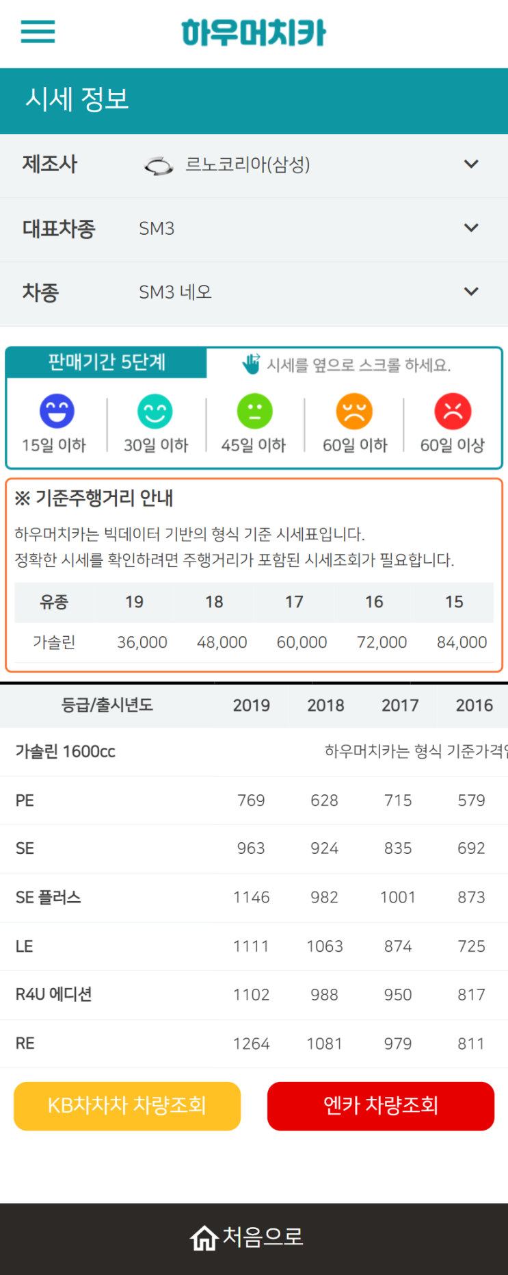 하우머치카 2022년 7월 SM3 네오 중고차시세.가격표 하우머치카 2022년 7월 SM3 네오 중고차시세.가격표