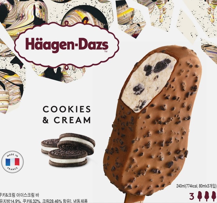 하겐다즈 쿠키앤크림 아이스크림바 (냉동)