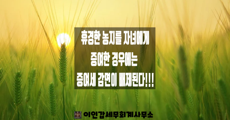  (부산 상속세/증여세 전문 세무사) 휴경한 농지를 자녀에게 증여한 경우에는 증여세감면이 배제된다!!!