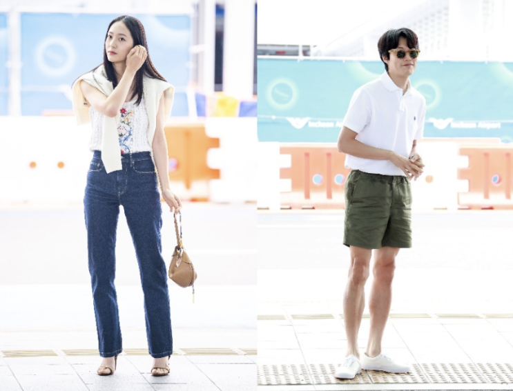  크리스탈 & 류준열 공항패션 정보 :  폴로 랄프 로렌 폴로 ID 미니 숄더백 ,폴로 셔츠, 니트 가디건, 스니커즈