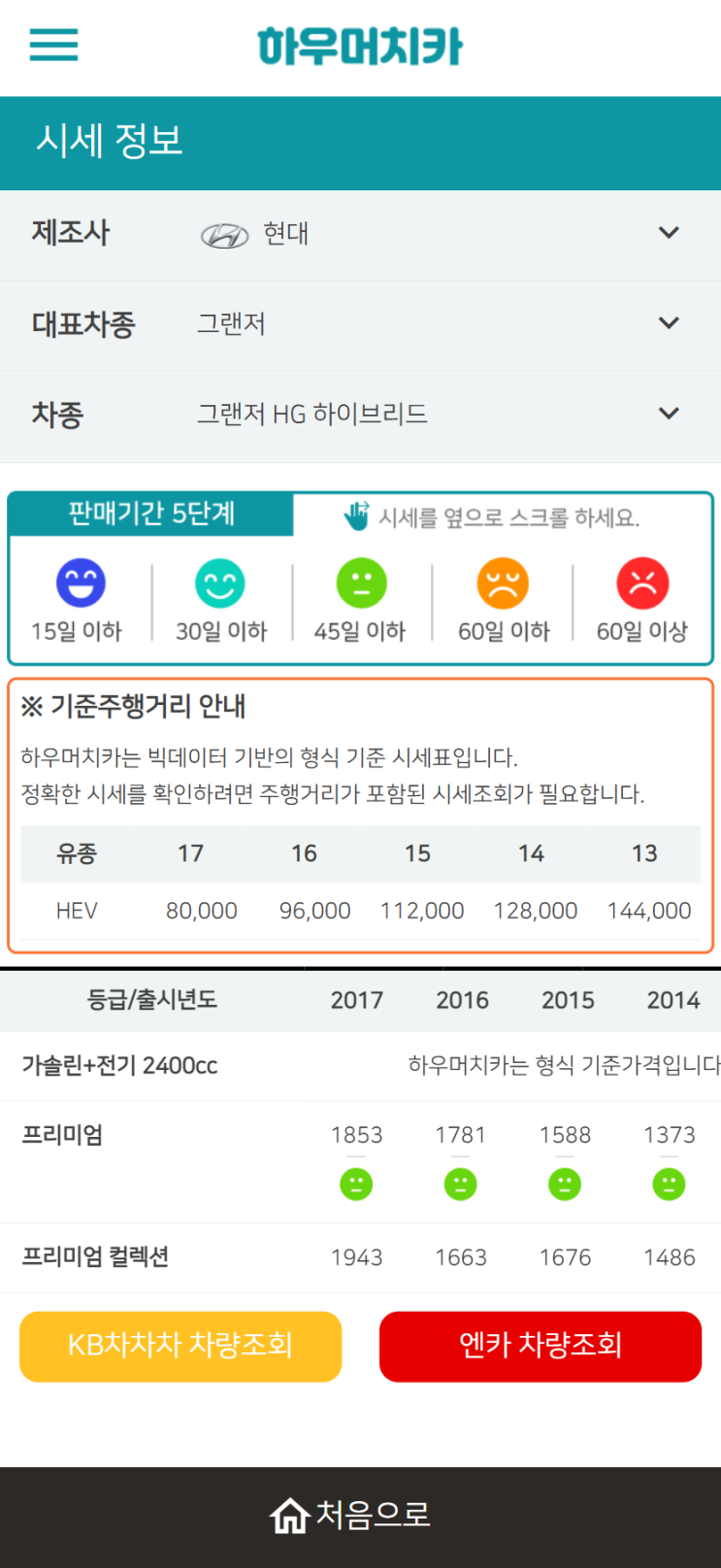 하우머치카 2022년 7월 그랜저HG 하이브리드 중고차시세.가격표 하우머치카 2022년 7월 그랜저HG 하이브리드 중고차시세.가격표