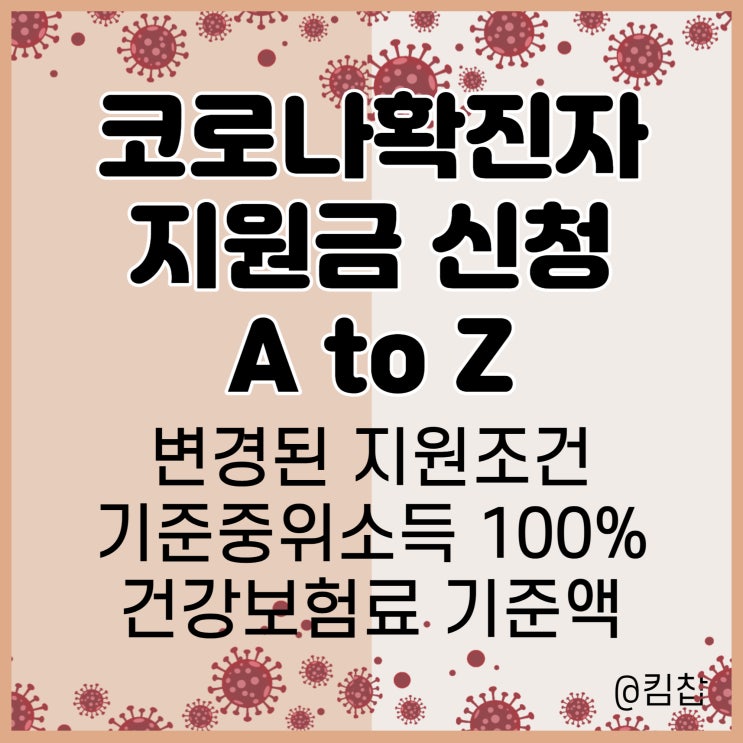  코로나 확진자 지원금 자격 기준중위소득 100%, 신청 방법