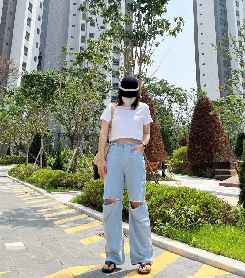 여자찢청 오프엔디 얇아서 더좋은 여름연청 스트릿패션