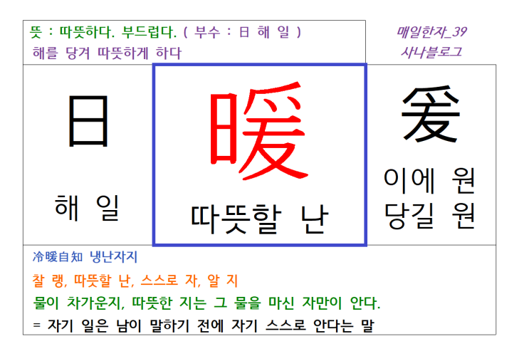 매일한자 공부하기(39) 따뜻할 난