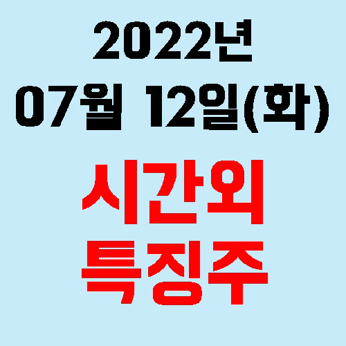  오늘의 시간외 특징주 2022년 07월 12일(화)