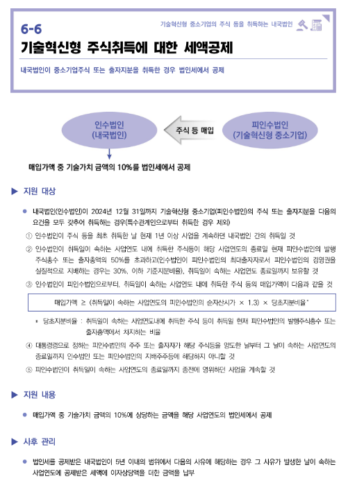 기술혁신형 주식취득에 대한 세액공제(2022년 중소기업 조세지원 안내) 기술혁신형 주식취득에 대한 세액공제(2022년 중소기업 조세지원 안내)