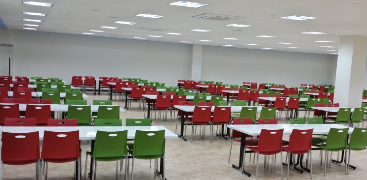  [휴롬] 김해공장식당 테이블과 의자 및 음수대와 배식대 추가배식대[대기업가구/공장식당가구/임원식당가구/직원식당가구/트레이드싱크업소가구]