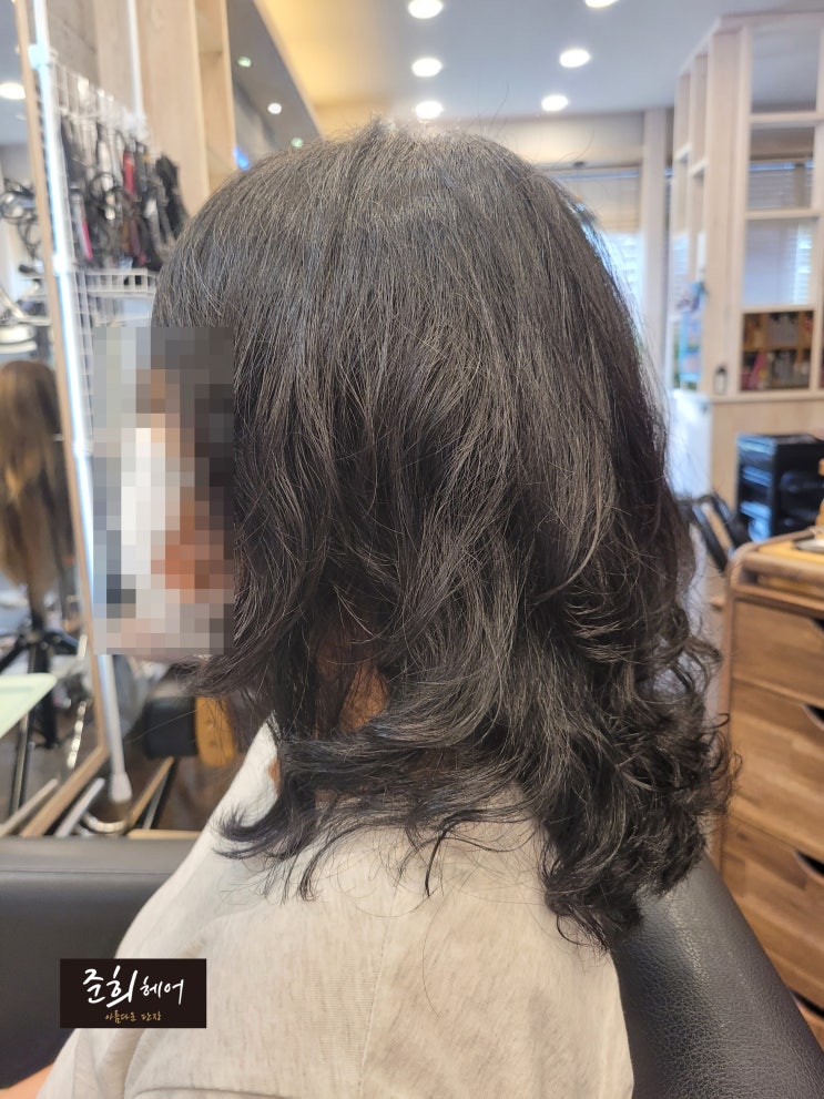  심한곱슬머리 단발펌 (매직세팅) 김포장기동미용실 준희헤어