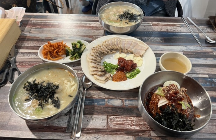 [강릉맛집]아기랑 강릉여행 강릉역 옹막 옹심이칼국수와회막국수 수육까지