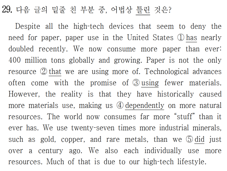  [어법] 2022년 6월 고1 모의고사 영어 29번 해설 Despite all the hightech devices that seem to deny the need for