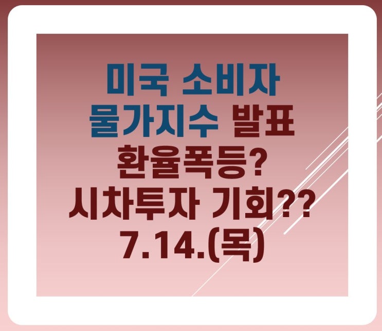 미국 소비자물가지수 발표, 환율폭등? 시차투자 기회?