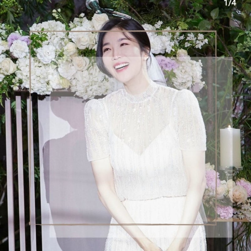 이해리 결혼식 단아한 포마이시스 웨딩드레스 블링블링 아름다워