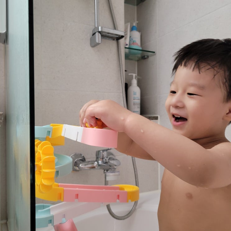  [3살 아기 물놀이 장난감 추천] 해피플레이 마카롱 워터슬라이드