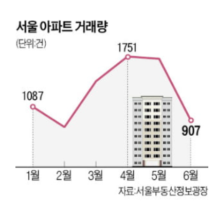 서울 아파트, 6월 거래량 급감 서울 아파트, 6월 거래량 급감